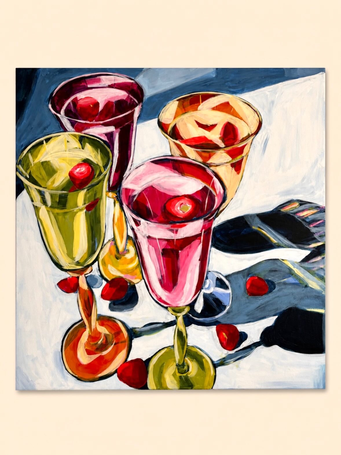 Strawberry Spritzes, 80 x 80 cm