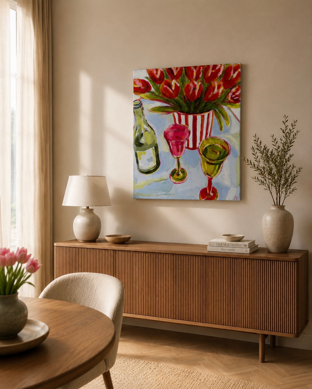 Tulips and White Wine, 60 x 70 cm