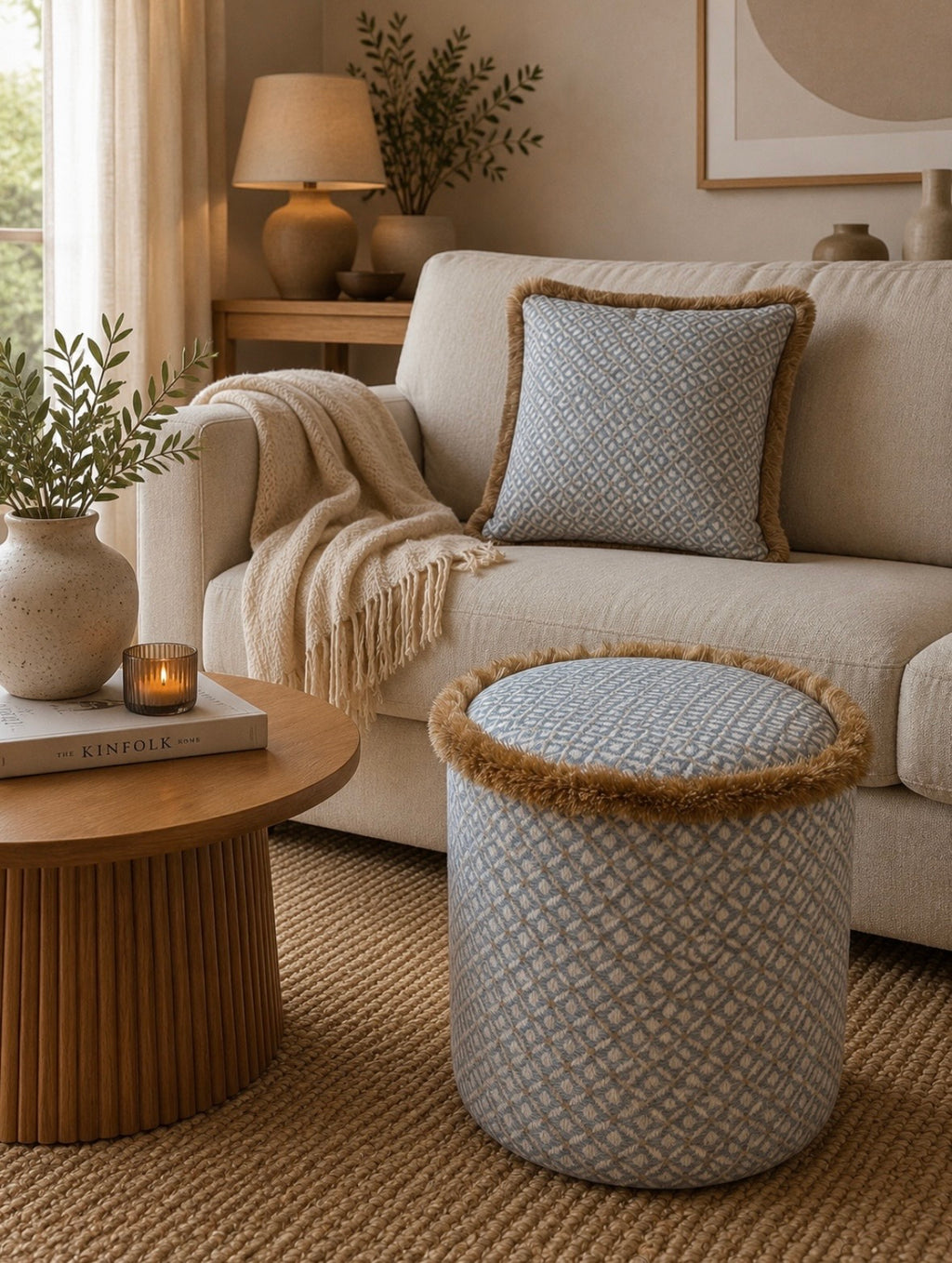 Round Pouf Blue