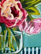Flowers on Stripes, 70 x 60 cm