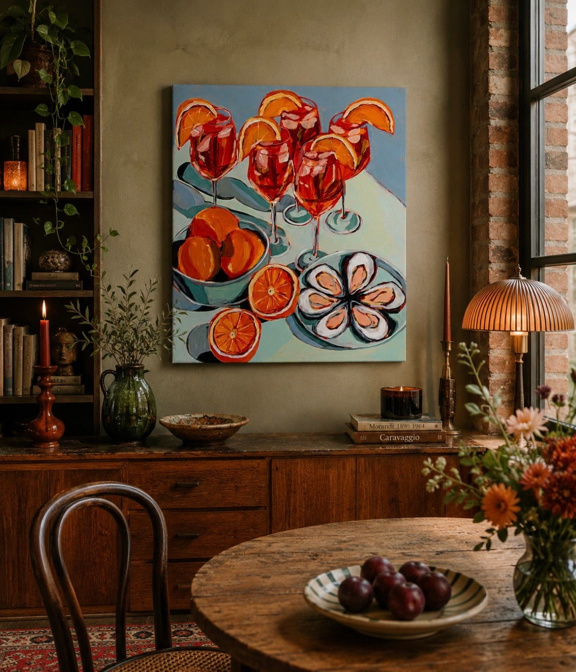 Aperols + Oysters, 70 x 60 cm