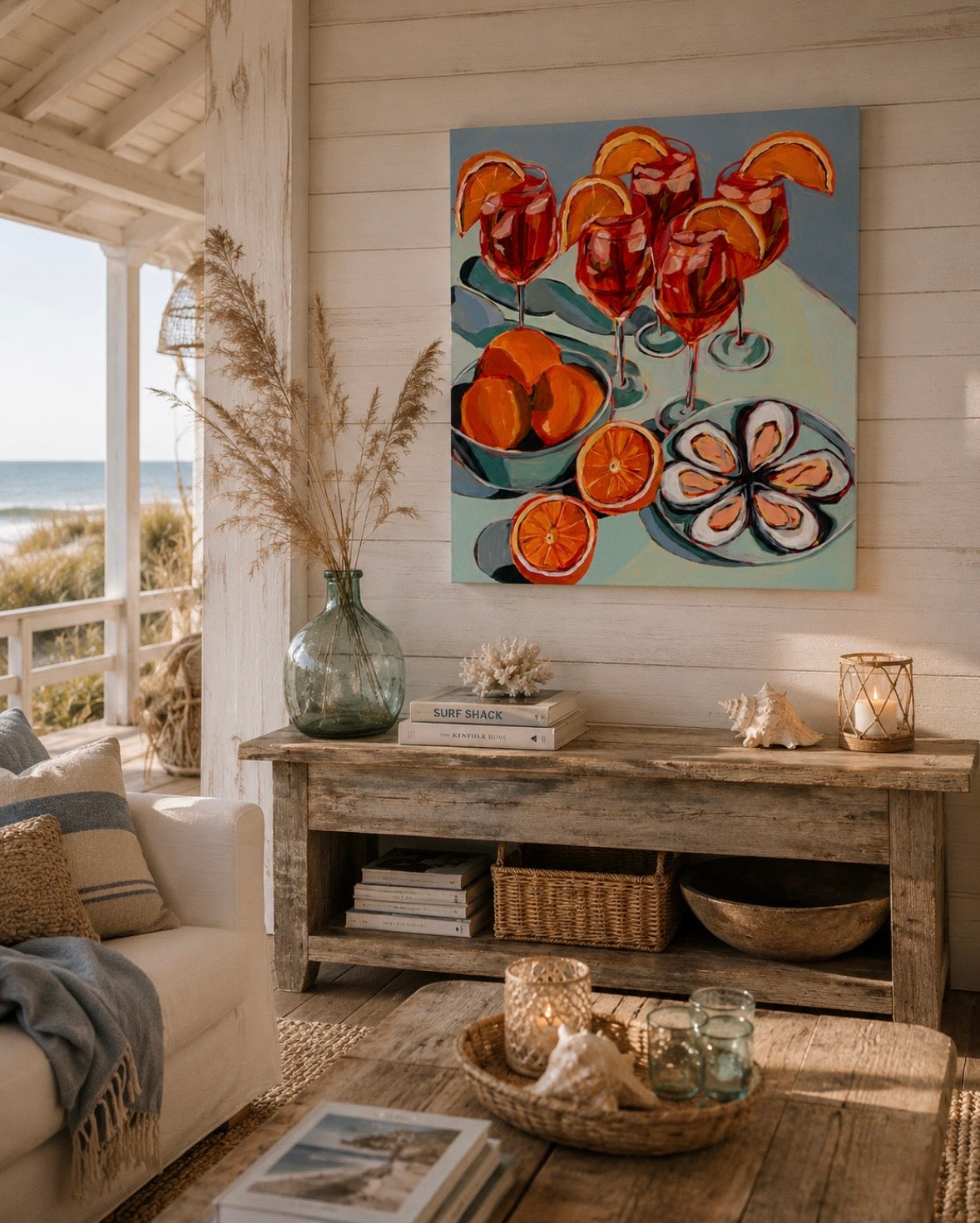 Aperols + Oysters, 70 x 60 cm