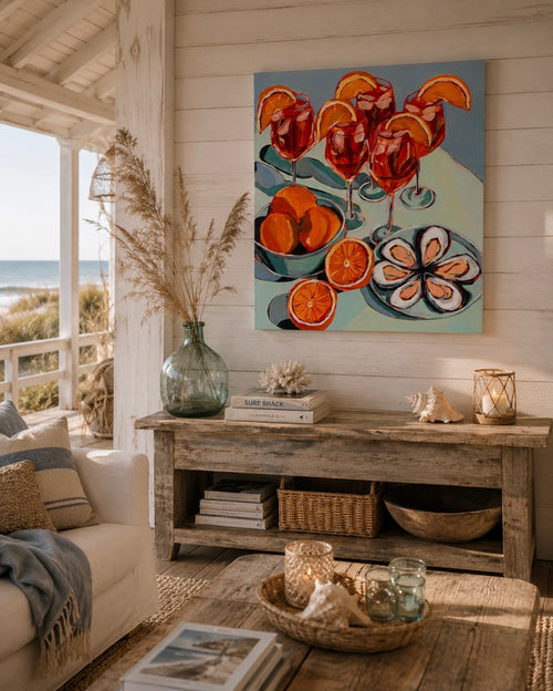 Aperols + Oysters, 70 x 60 cm
