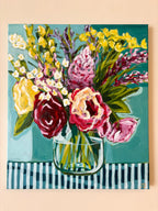 Flowers on Stripes, 70 x 60 cm