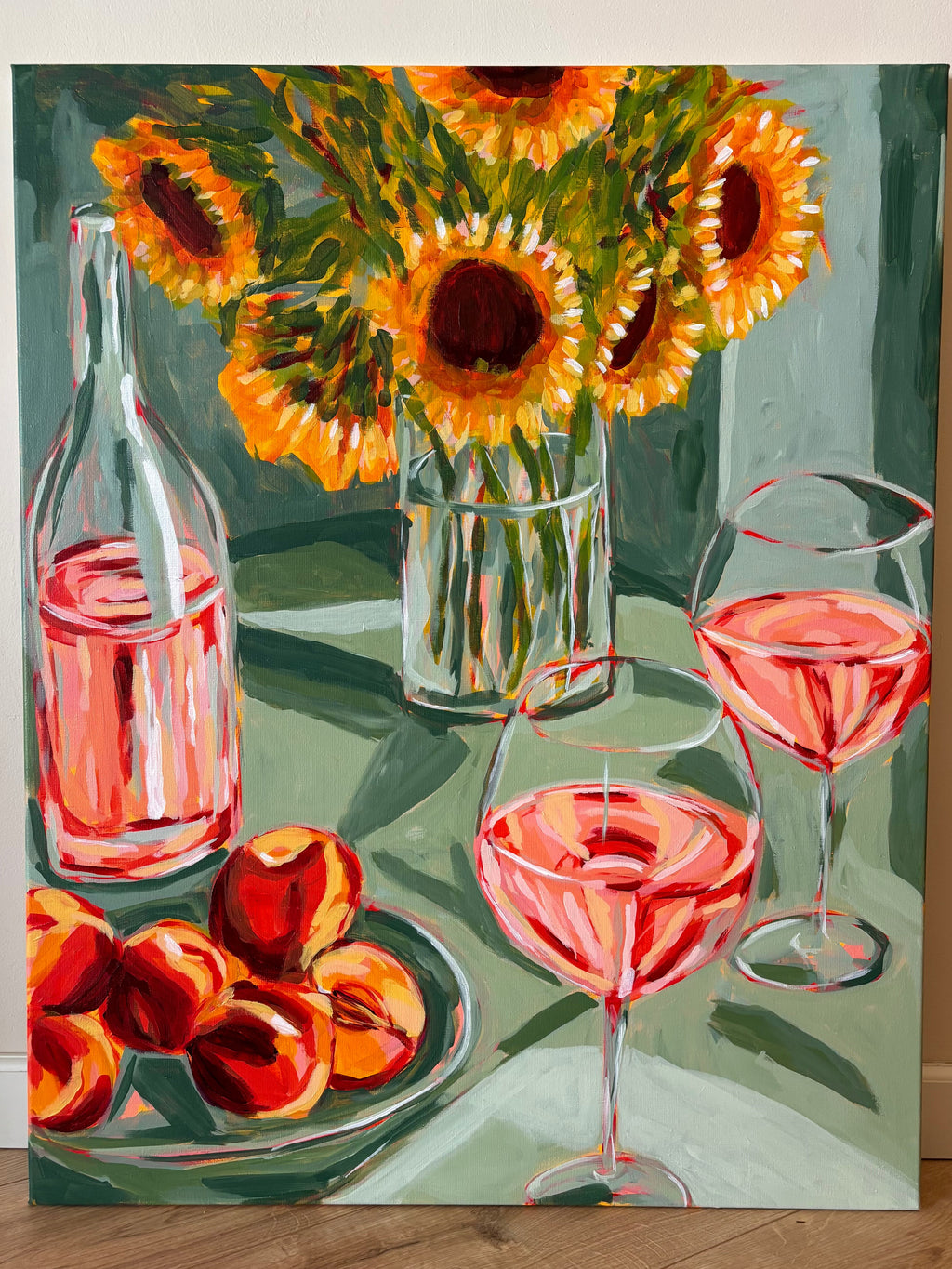 A Peach a Day and a Bottle of Rose, 80 x 100 cm