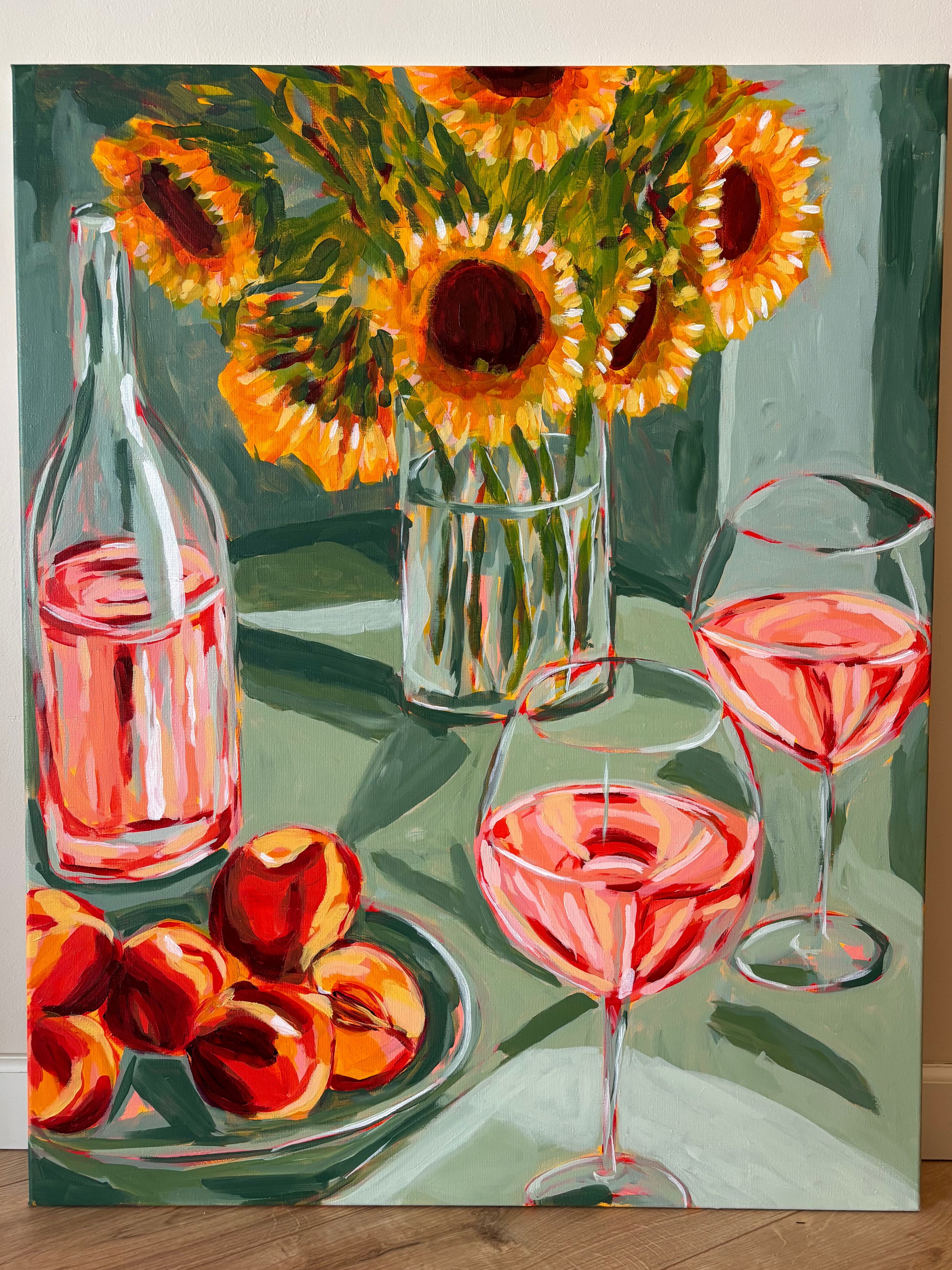 A Peach a Day and a Bottle of Rose, 80 x 100 cm
